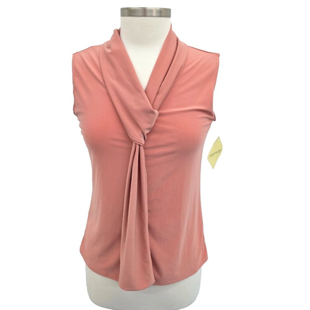 Tiffany & Grey‎ Dusty Rose Knot Front Sleeveless Blouse NWT Petite M Elegant